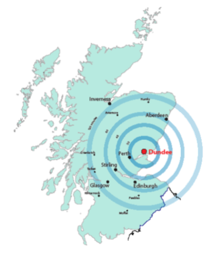 Drive time map Fife Tay